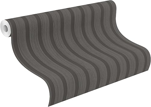 Tapete 278408 - Braune Papiertapete mit Holz-Optik, 3D -Paneele im modernen Skandi Look, Lamellenwand - 10,05m x 0,53m (LxB) - Cheap-Us