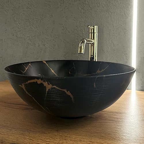 GTM Design Aufsatzwaschbecken Matt Modern Waschbecken ohne Hahnloch - Elegant Aufsatzwaschbecken Oval für Badezimmer und Gäste WC - nur Bad Waschbecken - Modell 1 - Cheap-Us