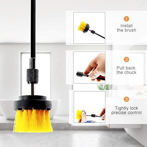 Bürstenaufsatz Akkuschrauber,5 Stück Bürste Akkuschrauber Bohrmaschine Reinigung Kit zum Reinigen von Bad, Badwanne, Bodenbelag, Marmor, Keramik (5PCS) - Cheap-Us
