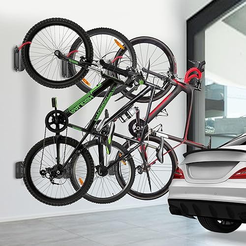 Mimoke Schwenkbare Fahrrad Wandhalterung Vertikaler Fahrradständer - Fahrradhalterung wand für die Garage - MTB & Rennrad (Rot 1Packung) - Cheap-Us