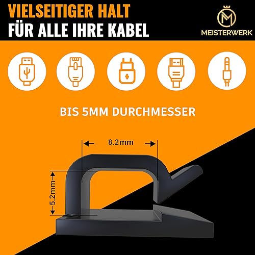 MEISTERWERK Kabelhalter Selbstklebend [STARKER 3M KLEBER] – 60 Stück I (Transparent) - Kabelclips für Kabelmanagement - Outdoor Kabel Clips mit Klebebändern – Kabelklemmen - Cheap-Us