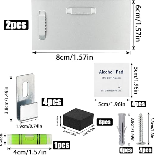 Bilderhaken Selbstklebend 6 Stk Bilder Aufhängen Ohne Bohren Bildaufhänger bis 4KG zum Klebehaken für Schwere Bilder Spiegelhalterung Wand Acrylglas Aufhängung Alu-Verbundplatten mit 25 Zusatzgeräten - Cheap-Us