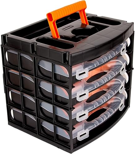 BigDean Sortierkasten Werkzeugkoffer mit 4 herausnehmbaren Schubladen - Sortierkästen Sortierkoffer – Sortimentskasten Schraubenbox - Organizer für Kleinteile - Cheap-Us