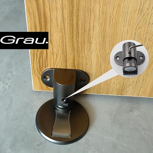 Unsichtbarer magnetischer Türstopper, 2 Stück, verstellbarer Türstopper, 3M, doppelseitiges Klebeband oder Bohrinstallation, für verschiedene Türtypen, bodenfest (2, Silvery) - Cheap-Us