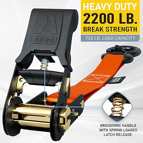 AUGO Spanngurte mit Ratsche – 4 Stück – 4,5 m–1000 kg Tragkraft – Lastengurte für bewegliche Geräte, Rasenausrüstung, Motorrad – Bonus 2 Spanngummis, 4 weiche Schlaufen Spanngurt, Aufbewahrungstasche - Cheap-Us