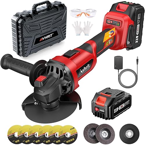 Akku Winkelschleifer 125 mm, 95000RMP Bürstenlos Winkelschleifer mit 1PCS 4000mAh Akku, 21V Akku-Schleifer mit Trennscheiben, Fächerschleifer zum Trennen & Schleifen - Cheap-Us