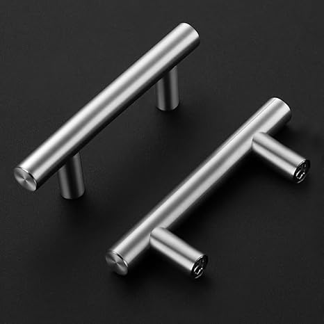 Ravinte 10 Stück Silber Möbelgriffe T Bar Griffe für Küchenschränke 128mm Lochzentrum Schrankgriffe Griffe Rostfreier Edelstahl Möbel Türgriffe - Cheap-Us