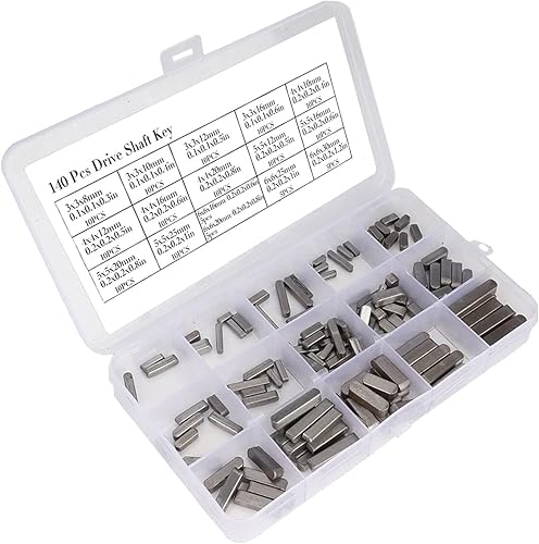 140 Stück Passfedern Stahl Round Ended Passfeder Passfedersatz 3 * 3/4 * 4/5 * 5/6 * 6 mm Breite und Höhe Federschlüssel Federstifte mit Kunststoffbox für Parallelantrieb - Cheap-Us