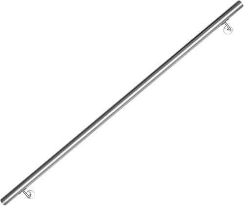 EINFEBEN Edelstahl Handlauf Geländer Treppengeländer Wandhandlauf Wand Treppe für Innen & Außen inkl. Wandhalterung und Endkappen, 150 cm - Cheap-Us