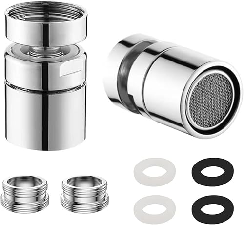 SPTwj 2 Stück Wasserhahn Luftsprudler Schwenkbar 360° Drehbar Wassersparender Sieb Strahlregler Messing Wasserhahn Aufsatz für Küche Bad Wasserhähne mit M22 Außengewinde oder M24 Innengewinde - Cheap-Us