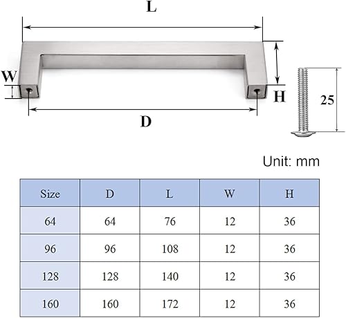 Drenky 10 Stück Silber Rostfreier Stahl Türknäufe, Möbelgriff mit Schraube für Schublade, Schrank, Möbel, Küche, Heimdekoration, Lochabstand 64 mm - Cheap-Us