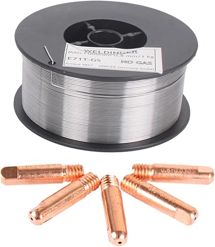 WELDINGER Fülldraht 0,8 mm 1 kg D100 Aktion mit 5er-Pack Stromdüsen 0,8 mm - Cheap-Us
