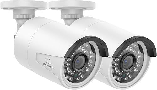 SANNCE 4K 8MP PoE Überwachungskameras für PoE NVR, 2 Stück Wetterfeste Außenkameras mit Intelligenten IR-LEDs, Nachtsicht, Bewegungserkennung, Einweg-Audio, Arbeit mit Alexa - Cheap-Us