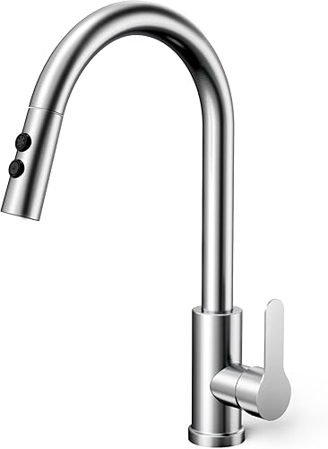 Wasserhahn Küche 360° Schwenkbar Spültischarmatur, Armatur Hochdruck Küchenarmatur mit Brause 2 Modi, Edelstahl Mischbatterie Gebürstet Für Küchen, Bad (Silbrig) - Cheap-Us