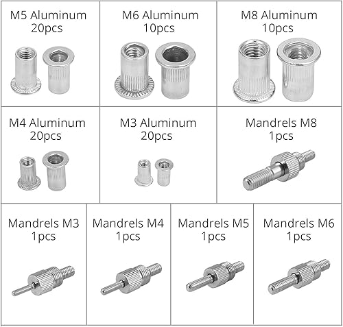 eSynic Nietzange Set 86 Stück Nietmutternzange Set Gewindenietzange Nietpistolen Werkzeug Gewinde Blindnietzange Popnietenzange Einnietmutternzange Set M3 M4 M5 M6 M8 Dorne und 80pcs Blindnietmuttern - Cheap-Us
