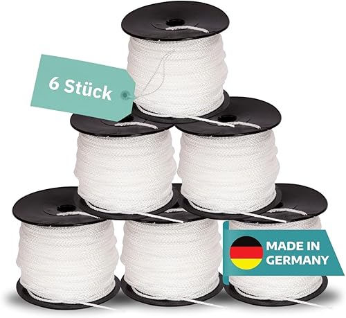 AWOTEX Pflasterschnur Weiß 2,00 mm I 6 Rollen à 100 Meter I Richtschnur für Pflastern I langlebig & reißfest I Polypropylen Bauschnur auf PVC Rolle I Maurerschnur für Wasserwaage - Cheap-Us