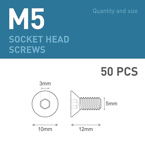 BOUMVID Senkkopfschrauben Edelstahl M5x16mm, 50 Stück Schrauben Edelstahlschrauben Senkkopf Innensechskant 304 Senkschrauben Senkschraube Vollgewinde Senkkopfschraube mit Metrischen, V2A A2 Din 7991 - Cheap-Us