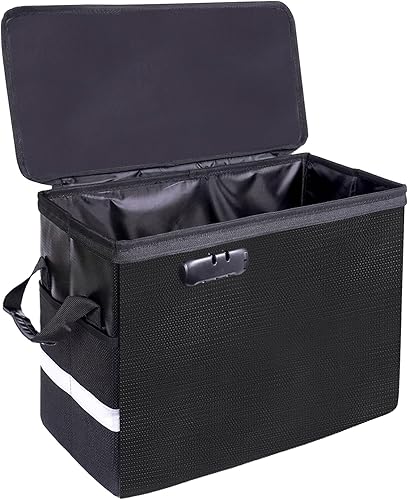 Feuerfeste Comic-Bücher-Aufbewahrungsbox 16' X 7.7' X 11.4'，wasserdichte Dokumententasche Schimmelsicherer und Feuchtigkeitsbeständiger, Faltbarer, Schloss und Reißverschluss, für 150-175 Comics - Cheap-Us