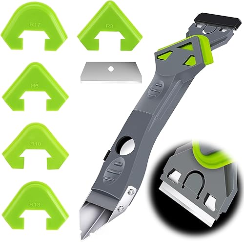 Collazoey Silikonentferner Werkzeug, 7 in 1 Fugenwerkzeug Fugenkratzer aus Edelstahlkopf mit Fugenglätter, Abzieher werkzeug für Küche Bad Boden Fliesen - Cheap-Us