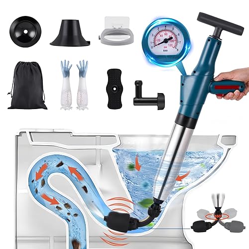YUCHENGTECH Verbesserte Toiletten Pömpel Toilettenkolben WC Verstopfung Entfernen Hochdruck WC Pömpel 4 in 1 Toilet Plunger für Toilette/Waschbecken/Badewanne/Bodenablauf - Cheap-Us