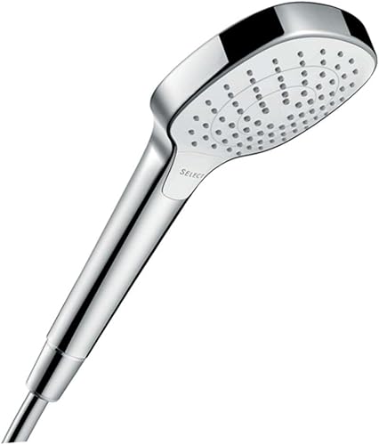 hansgrohe Croma Select E - Duschkopf, Handbrause mit 3 Strahlarten, Duschbrause (110 x 110 mm), Brausekopf mit Antikalk-Funktion, Chrom, 26812400 - Cheap-Us