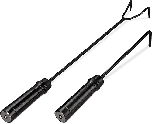 Relaxdays Schürhaken Set, 2 Feuerhaken für Kamin, Ofen, Grill und Feuerschale, Kaminhaken Stahl, Aschekratzer, schwarz, 2er - Cheap-Us