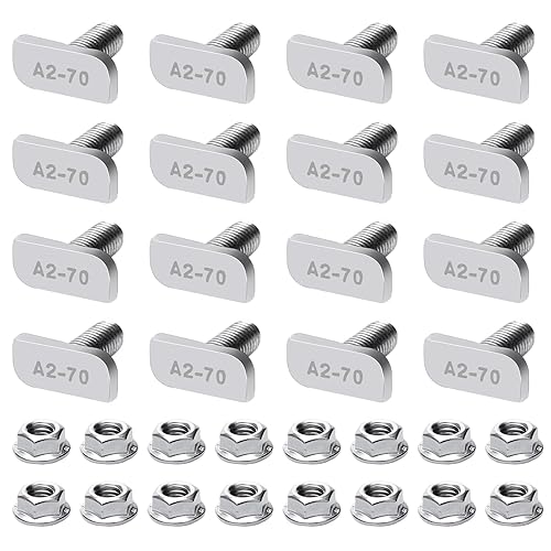 16 Stück Hammerkopfschrauben M8x20 mit 16 Flanschmuttern Hammerkopfschrauben Edelstahl, Gewächshaus Schrauben Edelstahl für Photovoltaik- und Solarmontage - Cheap-Us