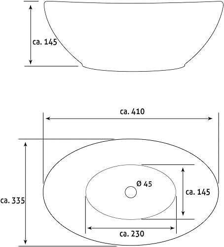 Waschbecken24 | Aufsatzwaschbecken | Eckig | Premium-Qualität | Lotus-Effekt | Badezimmer und Gäste-WC (48x37x13cm, Weiß / A98) - Cheap-Us
