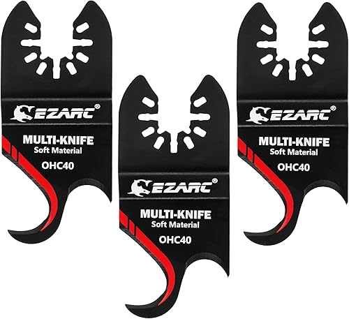EZARC Multitool Sägeblätter Multi-Messer Hakenmesserklinge 3pcs zum Schneiden für weiche Materialien, Dachschindeln, PVC-Teppich und Pappe - Cheap-Us
