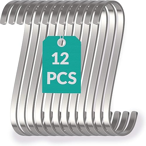 12 S Haken Edelstahl Flach - bis 25kg Belastbar - 11cm Groß - Rostfreie S-Haken zum Aufhängen - Cheap-Us