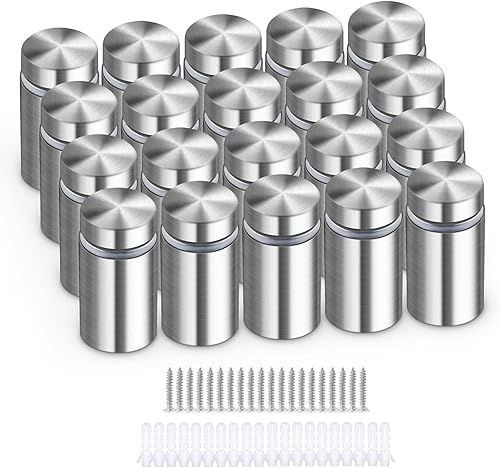 Senbaler 20 Wand Abstandshalter Edelstahl,Schilderhalter,Werbeschraube für Montieren und Befestigung Glas Spiegel Acryl Poster Bilderrahmen (12X25MM) - Cheap-Us