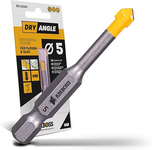 Amboss DryAngle Ø 5mm Fliesenbohrer Glasbohrer Keramikbohrer - Sechskantschaft für Bohrmaschinen - Glas/Wandfliesen/Dachziegel/Keramik bohren - Cheap-Us