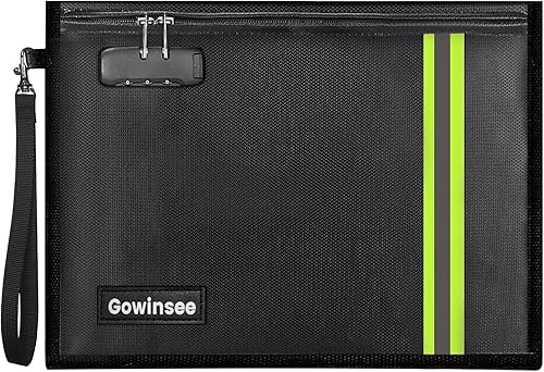 Verbessert Feuerfeste und Wasserdichte Tasche Aktentasche mit Schloss (38x28cm) Mehrschichtig Glasfasermaterial, Feuersichere wasserdichte Aktentasche für A4/A5 Dokumente - Cheap-Us