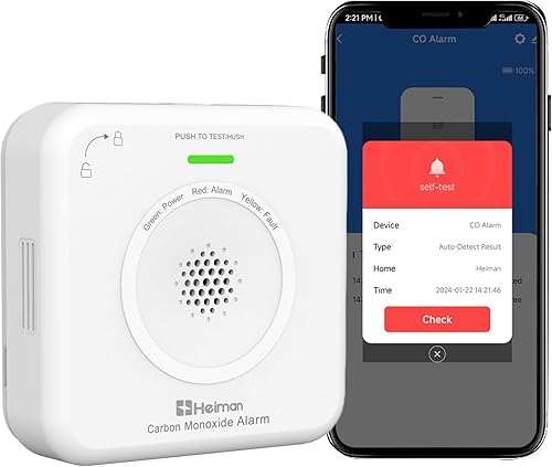 HEIMAN Wi-Fi CO Melder,CO Warner Kohlenmonoxid Melder WLAN Vernetzt mit App Tuya & Smartlife, EN50291 Norm Tragbarer CO-Detektor für Zuhause, Auto, Zelt, Fahrzeug (WS-725ES) - Cheap-Us