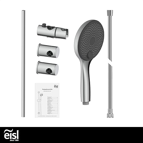 EISL DX7030CSB GRANDE VITA Brausestangenset, Duschset mit Brausestange 90 cm, Duschbrause mit Schlauch und Halterung, Duschkopf mit 3 Funktionen, Duschstange mit Brause, Chrom - Cheap-Us