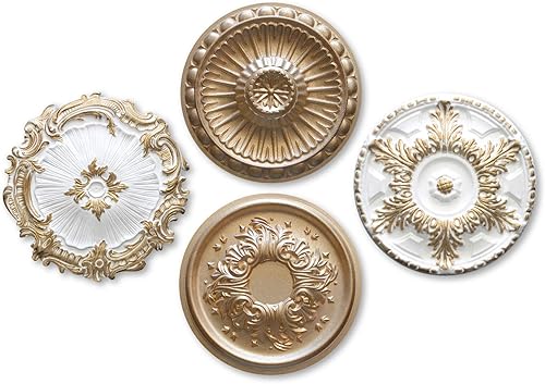 MARBET DESIGN Stuckrosette aus EPS Styropor - Deckenrosette gold, Zierelement, Stuck (R-20 supergold, Ø 40cm) Wanddekoration Schlafzimmer Lampe Rosette rund - Cheap-Us