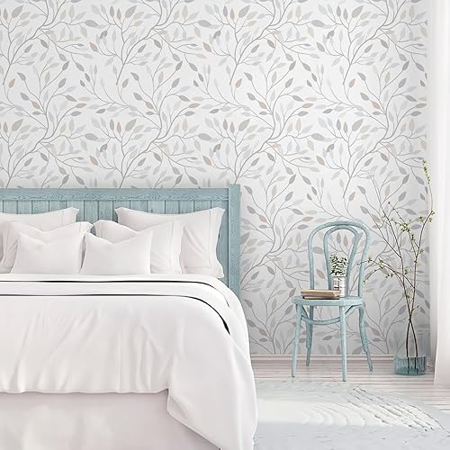 Yomshi Blume und Vogel Skizze Tapete Weiß Selbstklebende Tapete 41CMx10M Wasserdicht Möbelfolie Blume Folie Dekorfolie für Wohnzimmer Schlafzimmer Küche - Cheap-Us