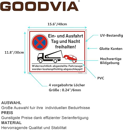 Goodvia Schild Zutritt Verboten 20 x 30 cm Kunststoff Schild mit Selbstklebend Warnhinweis Betreten verboten - geeignet Türen Räume Grundstücke Wohnanlagen Hinweisschild - Cheap-Us