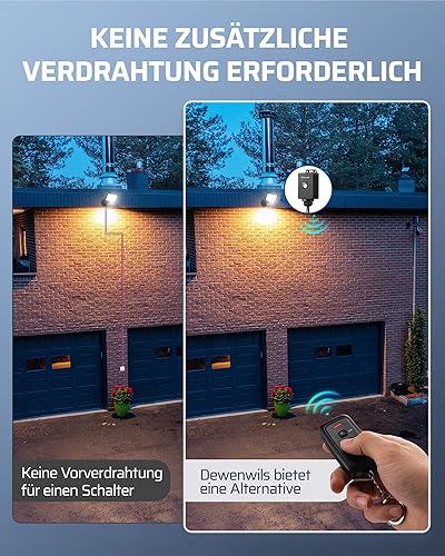 DEWENWILS Funkschalter Außen mit Fernbedienung, Funk Wandsender 230V IP65 Aussenbereich, Wandschalter mit Sender, Kabellos Lichtschalter Set, 3000W - Cheap-Us