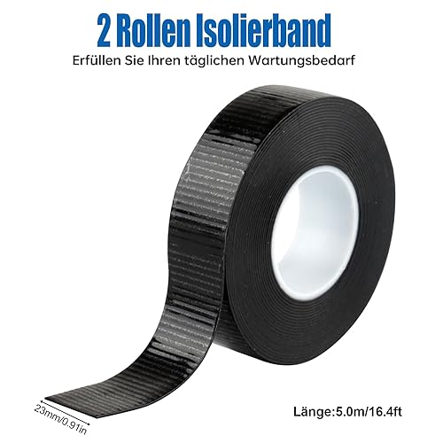 2 Rollen Selbstverschweißendes Isolierband - 5m x 23mm x 0.8mm - Isolierband Schwarz, Selbstverschweißendes Klebeband, Isolierband Wasserdicht, Vulkanisierband - Zum Isolieren, Reparieren und Bündeln - Cheap-Us
