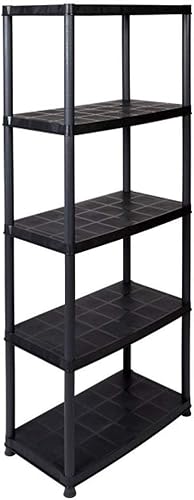 Kreher Steckregal aus Kunststoff, Lagerregal 5 Böden, Schwarz. 150 kg Traglast. 71 x 38 x 171 cm. TÜV Rheinland - Cheap-Us