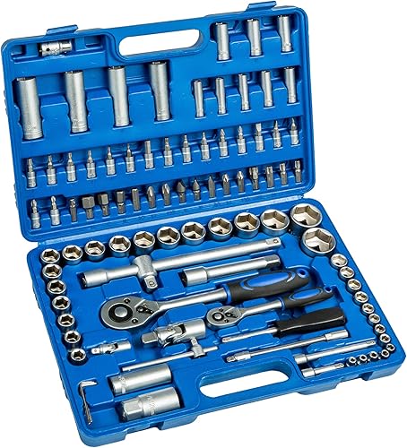 TecTake 94 TLG. Knarrenkasten Nusskasten Ratschenkasten 1/4 und 1/2 Zoll Steckschlüssel Set - Cheap-Us