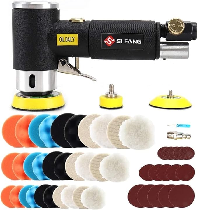 SI FANG 25/50/75mm Mini Poliermaschine Druckluft Exzenterschleifer, Mit 60tlg Mix Grit Schleifpapier, druckluft schleifgerät für auto Polieren - Cheap-Us