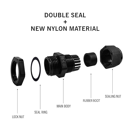 LANUCN IP65 Abzweigdose Aufputz Wasserdicht, 150x110x70mm, Groß ABS Verteilerdose Außen, Ap Klemmkasten mit Kabelverschraubung für Ø6-12 mm, Weiß Abzweigkasten Garten (Schwarz) - Cheap-Us