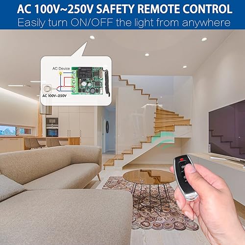 DieseRC Funk Fernbedienung Schalter 220V 230V 1 Kanal Funksteuerung Relais Empfänger mit 2 Sender Schlüsselanhänger Potentialfreie Kontakte Relais Controller - Cheap-Us
