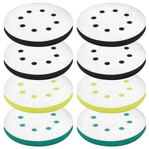Polierpads 125mm 8 Stück, 125 mm Schwamm Interface Pad, Polierschwamm, Schleiftellerschoner, Schleifpapier 125mm klett, Kissen Pad für Schleifteller, Polieraufsatz Winkelschleifer (8 Löcher) - Cheap-Us