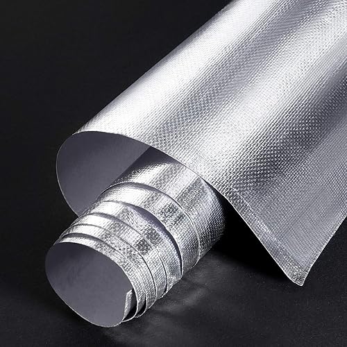 Kleberücken Aluminium Glasfaser Blatt Praktische Hitzeschild Schutz Barriere Abdeckung Aluminium Hitzeschutz Matte für Schlauch und Automatische Verwendung (Silber, 12 x 60 Zoll) - Cheap-Us