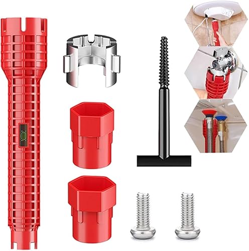 SXCCNW 8 in 1 Wasserhahnschlüssel Werkzeug, Multifunktionaler Spülenschlüssel, Waschbecken Installer Werkzeug, Sink Faucet Installer für Waschbecken Waschbecken Installer Werkzeug Spülenschlüssel Rot - Cheap-Us