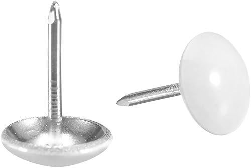QUARKZMAN 80 Stück Polsternägel, 11 mm x 17 mm, runder Kopf, dekorative Möbelnägel, Reißnägel für Möbel, Sofa-Kopfteile, Weiß - Cheap-Us