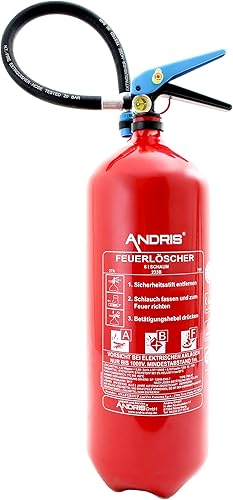 Feuerlöscher ABF-Schaum 6L Fettbrand mit Manometer Orig. ANDRIS® DIN EN3 mit Prüfnachweis, Halterung v. Fachhändler - Cheap-Us